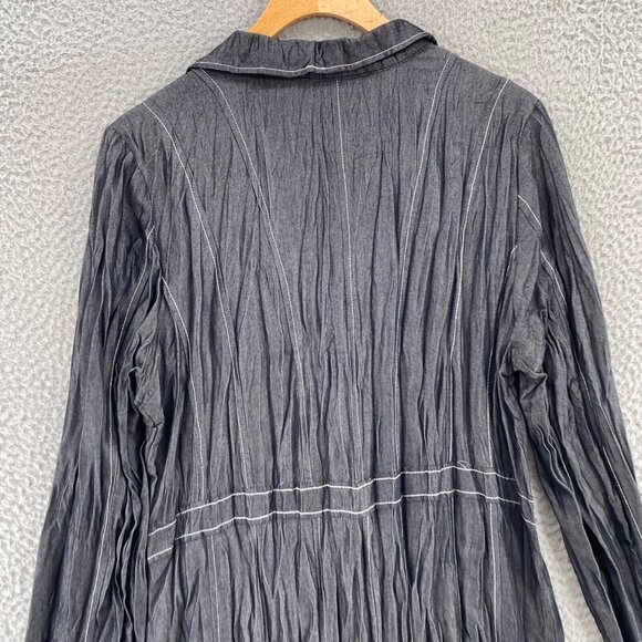 Simon Chang Blazer Womens 14 Gray Pleated Button Up Pockets Lightweight Office - Picture 4 of 10